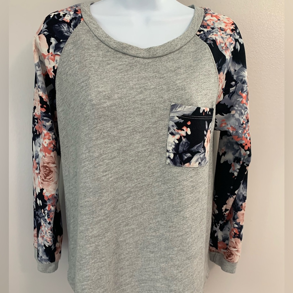 Crescent Floral Sleeve Sweatshirt